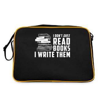 Schriftsteller Roman Schreiber Literatur Autor - Retro Tasche - Schwarz/Gold - Hinten