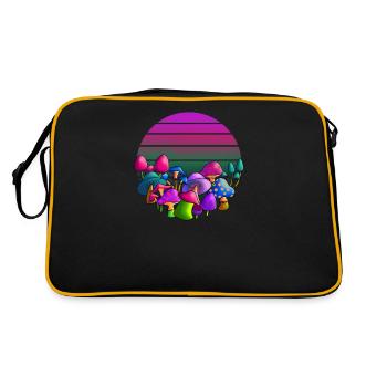 Hide and Seek Challenge Accepted Fungi Mushroom - Retro Tasche - Schwarz/Gold - Hinten