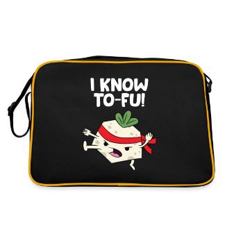 Tofu Vegan I Know Karate Tofu Kung Fu Tofu - Retro Bag - black/gold - Back