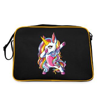 Dabbing Unicorn - Retro Tasche - Schwarz/Gold - Hinten