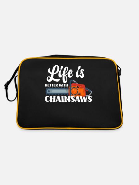 Chainsaws lover gift idea - Retro Bag - black/gold - Back