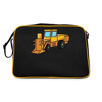 Bagger Schieber Baustelle Bagger Bauarbeiter - Retro Tasche - Schwarz/Gold - Hinten