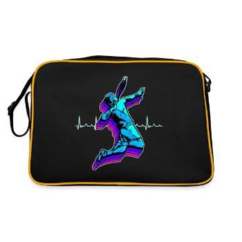 Badminton Shuttlecock Racket Sport Hobby Gift - Retro Bag - black/gold - Back