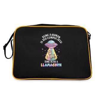 Being human is too complicated - Funny Llamacorn - Retro Bag - black/gold - Back