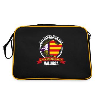 Ich muss gar nix ich muss Mallorca Design Majorca - Retro Tasche - Schwarz/Gold - Hinten