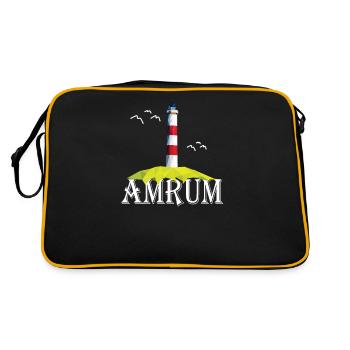 Amrum North Sea Island Lighthouse Seagull Holiday Gift - Retro Bag - black/gold - Back