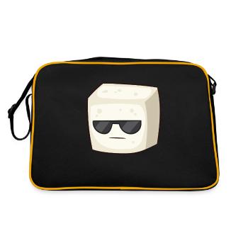Cute Tofu With Sunglasses Vegan Vegetarian Tofu - Retro Bag - black/gold - Back