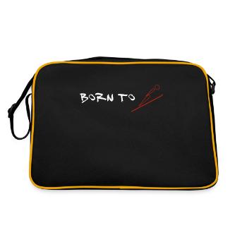 Born to Skijump (Skispringen) - Retro Tasche - Schwarz/Gold - Hinten