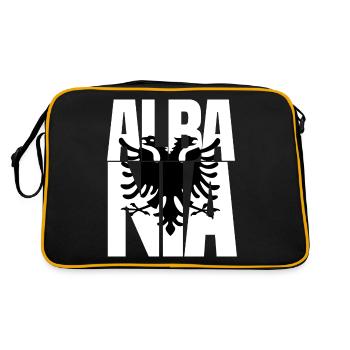 Albanien Spruch Lustiges Albanisches Geschenk - Retro Tasche - Schwarz/Gold - Hinten