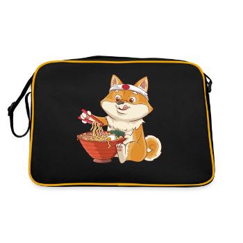 Ramen Shiba Inu Japan Dog Noodle Soup Gift - Retro Bag - black/gold - Back