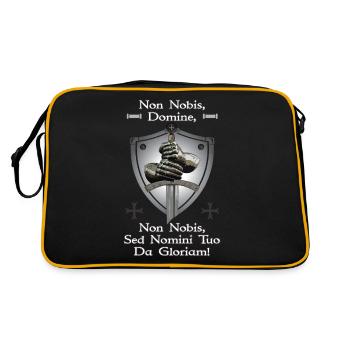 Templer Schwert + Non Nobis Domine - Retro Tasche - Schwarz/Gold - Hinten