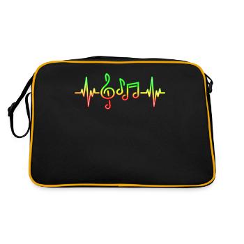 Reggae Music Heartbeat Jamaica Rasta Funny Music - Retro Tasche - Schwarz/Gold - Hinten