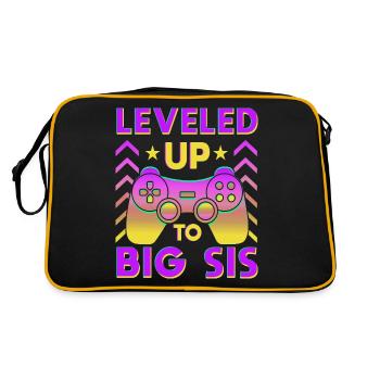 Ich werde grosse Schwester - Retro Tasche - Schwarz/Gold - Hinten