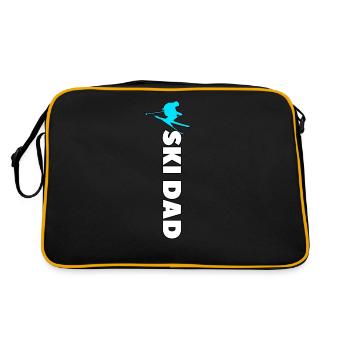 Ski Dad Vater Skifahren Papa Winter Geschenk - Retro Tasche - Schwarz/Gold - Hinten