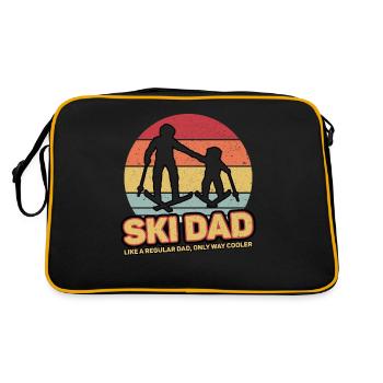 Ski Dad Vater Skifahren Papa Vintage Retro - Retro Tasche - Schwarz/Gold - Hinten