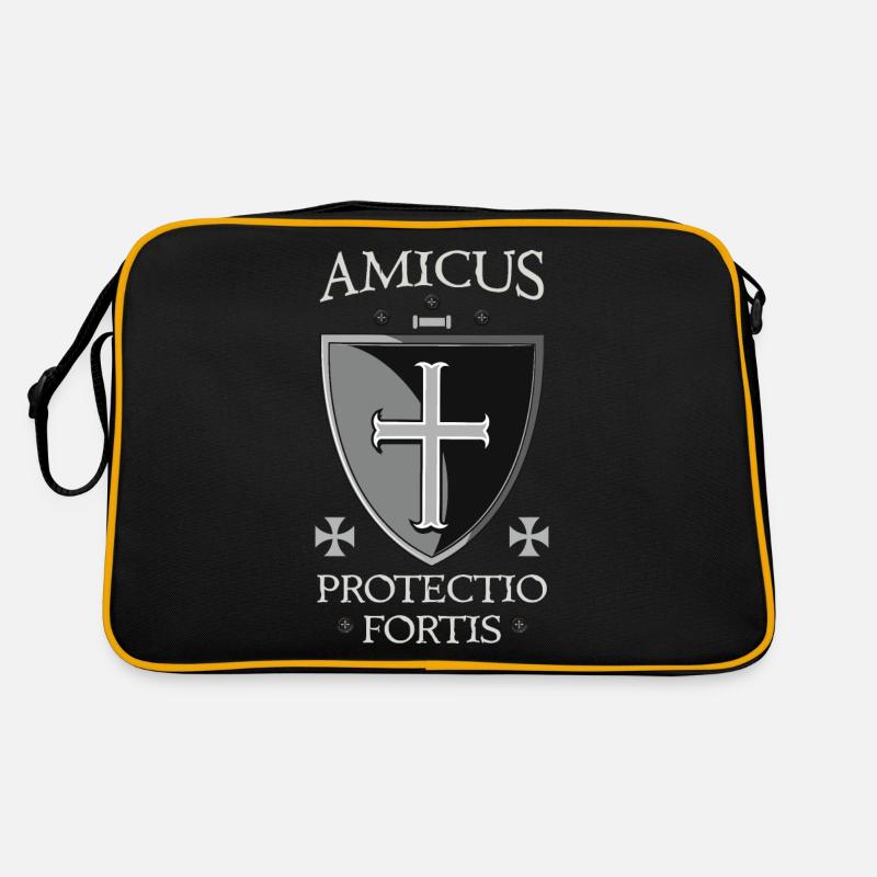Bouclier templier + Amicus Protectio Fortis - Sac Retro - noir/or