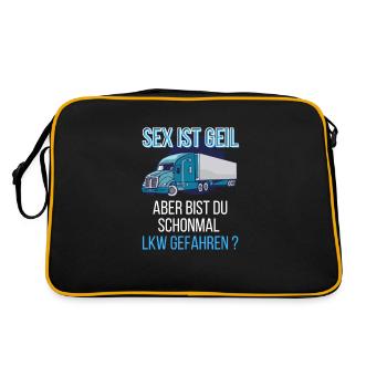 Lustiger Sex Spruch LKW LKW Fahrer Spruch - Retro Tasche - Schwarz/Gold - Hinten