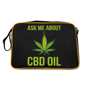 Ask About Me CBD Oil Cannabis Cannabisblatt - Retro Tasche - Schwarz/Gold - Hinten