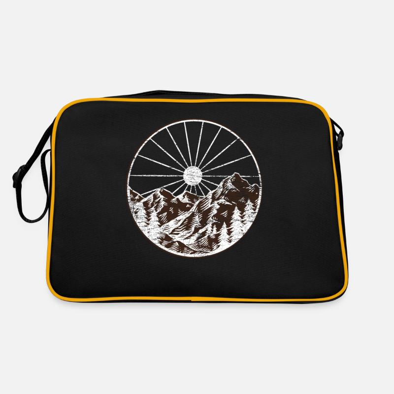 Bicycle cyclist mountains nature gift - Retro Bag - black/gold