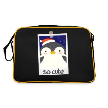 Pinguin so cute 9/13 - Retro Tasche - Schwarz/Gold - Hinten