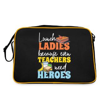 Cafeteria Kantine Lunch Lady Geschenk - Retro Tasche - Schwarz/Gold - Hinten