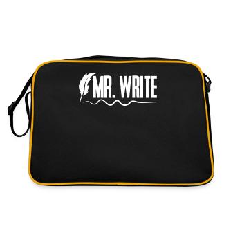 Schriftsteller Roman Schreiber Literatur Autor - Retro Tasche - Schwarz/Gold - Hinten