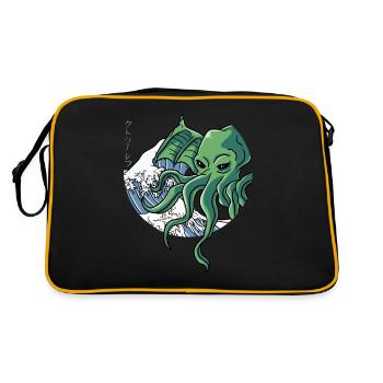 The Great Wave Before Kanagawa Cthulhu Gift - Retro Bag - black/gold - Back