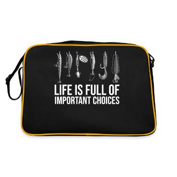 Pêche pêcheur pêcheur appât hameçon cadeau - Sac Retro - noir/or - Dos