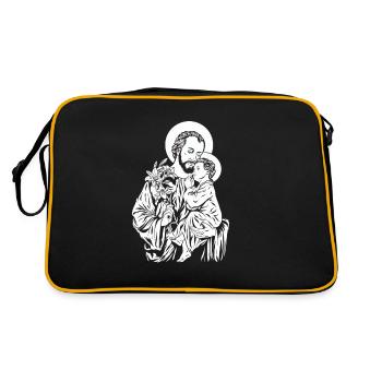 Saint Joseph holds Jesus in his arms - Retro Bag - black/gold - Back