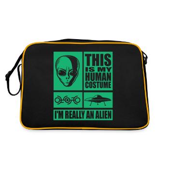 This Is My Human Costume I'm Really An Alien - Retro Bag - black/gold - Back