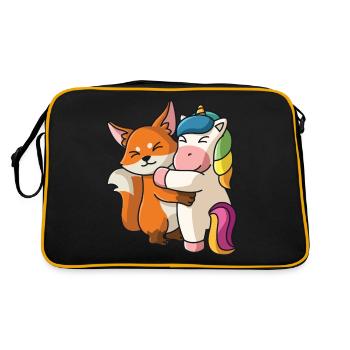 Renard avec licorne aime les animaux mignons doux - Sac Retro - noir/or - Dos