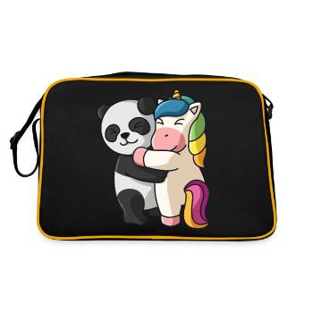 Panda avec licorne aime les animaux mignons doux - Sac Retro - noir/or - Dos