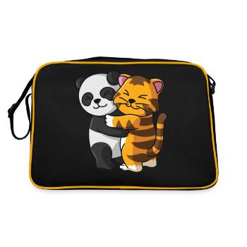 Panda avec chat aime les animaux mignons doux - Sac Retro - noir/or - Dos