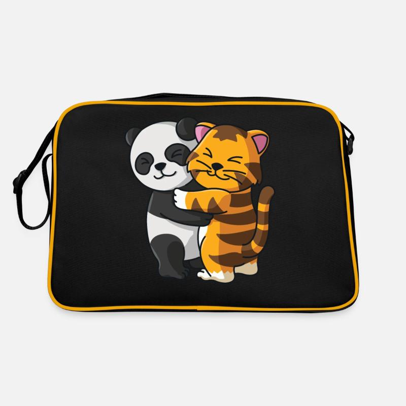 Panda avec chat aime les animaux mignons doux Sac Retro