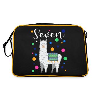 7 Years Birthday Gift Kids Lama Alpaca - Retro Bag - black/gold - Back