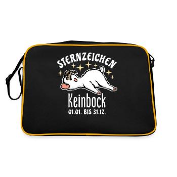 Sternzeichen Steinbock Kein Bock Astrologie - Retro Tasche - Schwarz/Gold - Hinten