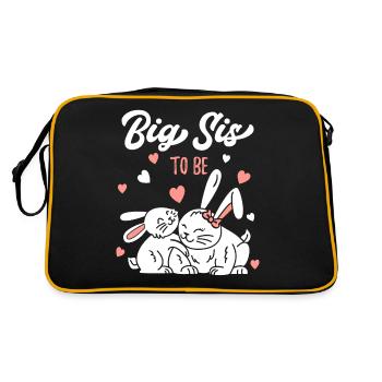 Ich werde grosse Schwester / bald grosse Schwester - Retro Tasche - Schwarz/Gold - Hinten
