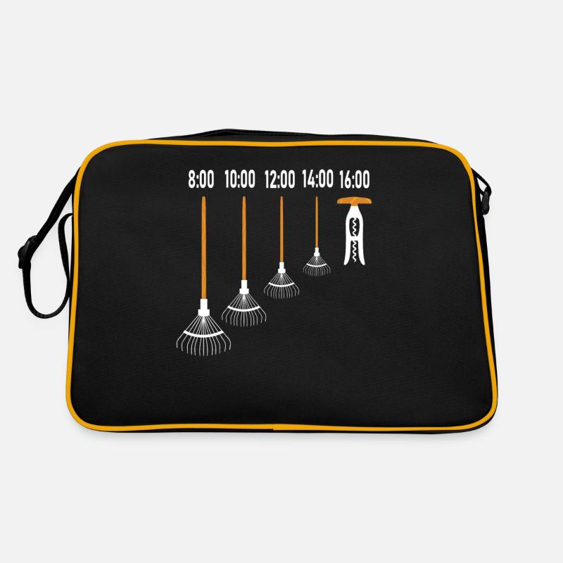 Gärtner Gartenarbeit Rechen Feierabend Bier Lustig Retro Tasche