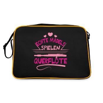 Querflöte Mädels - Retro Tasche - Schwarz/Gold - Hinten