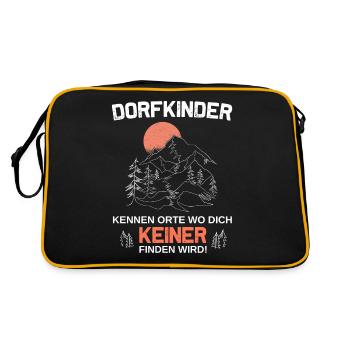 Dorfkinder kennen orte wo dich keiner.. - Retro Tasche - Schwarz/Gold - Hinten
