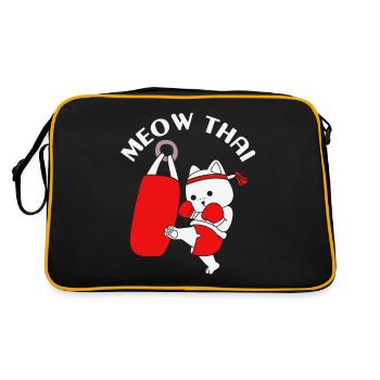 Thai Boxing Katze - Retro Tasche - Schwarz/Gold - Hinten