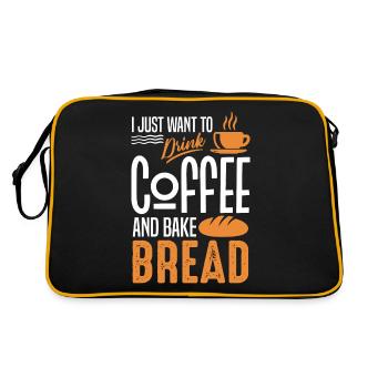 I Just Want To Drink Coffee and Bake Bread Baking - Retro Tasche - Schwarz/Gold - Hinten
