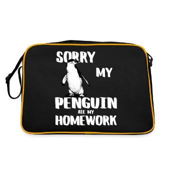 SORRY MY PENGUIN ATE MY HOMEWORK - Retro Bag - black/gold - Back