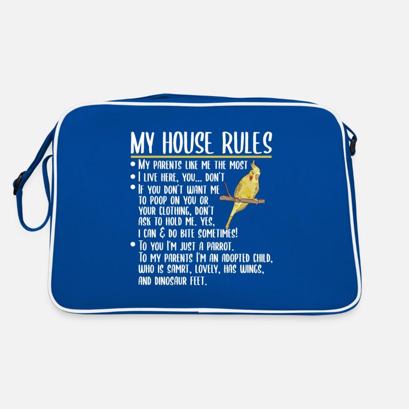 My House Rules Nymph Parakeet Bird Gift Retro Bag