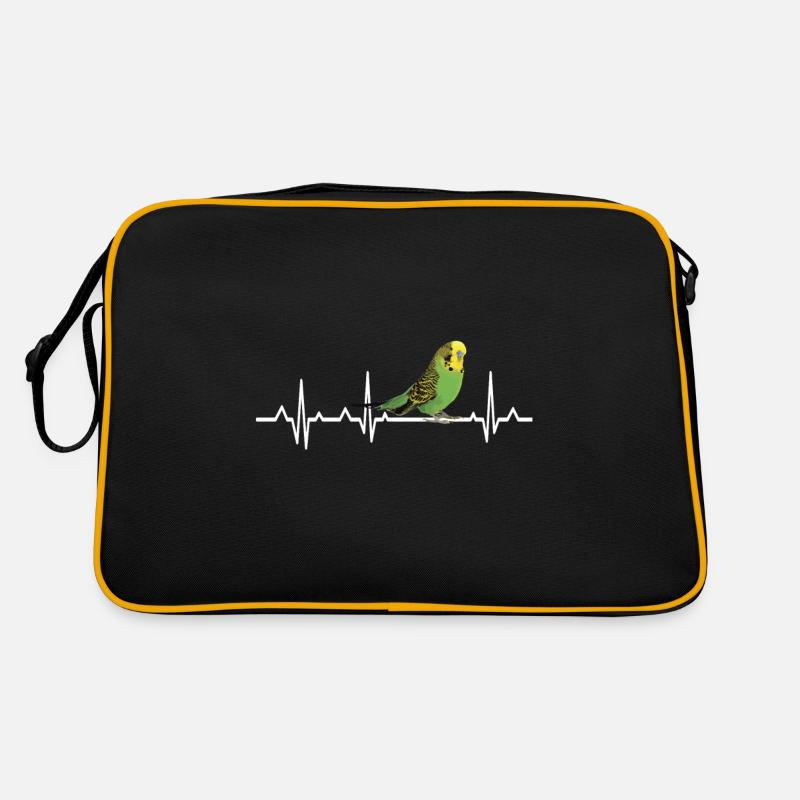 Herzschlag Wellensittich Vogel Liebe Retro Tasche