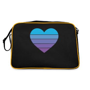 Heart retro blue purple - Retro Bag - black/gold - Back