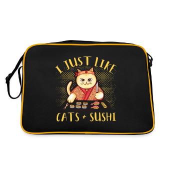 Sushi Cat Funny Cats Sushi Gift Kitten - Retro Bag - black/gold - Back