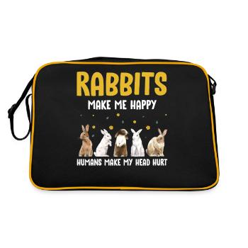 Bunnies rabbits - Retro Bag - black/gold - Back