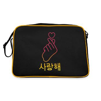 K-Pop Finger Heart Korean Love ... K-Pop - Retro Bag - black/gold - Back