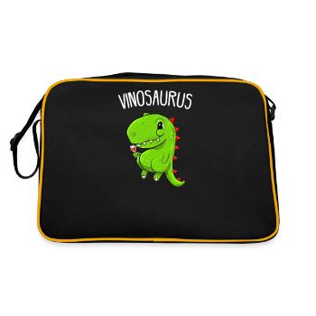 Wein Vinosaurier Weißwein Winzer Geschenk - Retro Tasche - Schwarz/Gold - Hinten